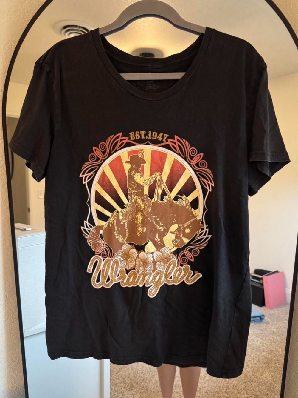 Wrangler Black Tee with Rodeo Graphic